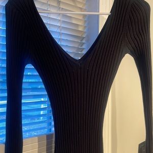 Black stretchy maxi v neck Bodycon dress